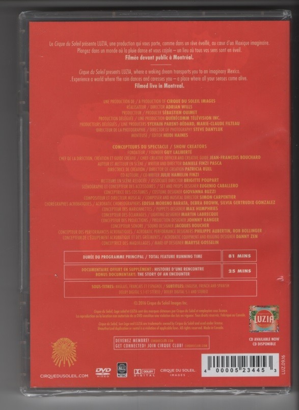 Cirque Du Soleil DVD Luzia Show Performance 81 Minutes for sale
