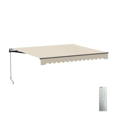 ALEKO Motorized Black Frame Retractable Home Patio Canopy Awning 13'x10' Ivory