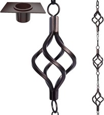 Rain Chain Bird Cage Set 8.5Ft. Not Rust Wrou...