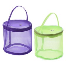 2pc Yarn Storage Bag Crochet Knitting Bag Skein Ball Organizer Tote Purple Green
