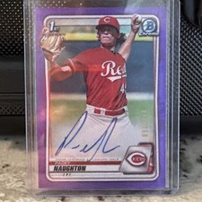 2020 Bowman Chrome 1st Packy Naughton On Card Rookie Purple Auto /250. rookie card picture