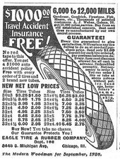Vintage 1926 Ad Auto Tires Prices From Eagle Tire Rubber Co Chicago