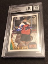 BECKETT 10 GEM MINT AUTO RON HEXTALL SIGNED 1987/88 TOPPS ROOKIE RC CARD #169