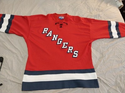90's Vintage Starter New York Rangers NHL Jersey XL Red Blue White Hockey