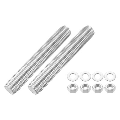 2pcs Fully Threaded Rod, M16 x 100mm 201 Stainless Steel Right Hand Threads Rods