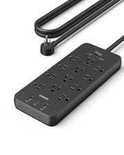 Anker Power Strip with 3 USB Ports, Surge Protector 10 FT, Black
