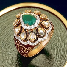 Emerald Pear Cut With 14k Yellow Gold Ring Fo...