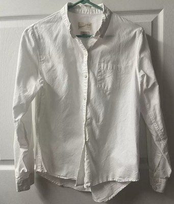 Universal Thread Button Down Shirt Womens Small White Camden Long Sleeve Classic