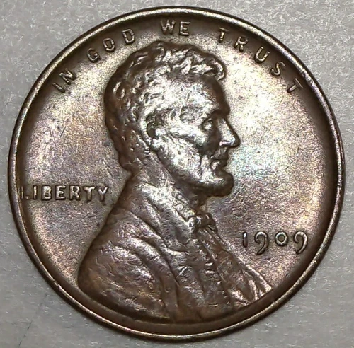 1909 VDB Lincoln Wheat Cent AU Red-Brown Philadelphia First Year Brenner