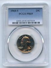 1968 S 25C Washington Quarter PCGS PR69