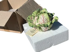 Rare Kaldun & Bogle Hand-Painted Cabbage Leaf Small Soup Tureen Bowl With Lid