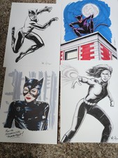 Lot of 4 Catwoman Black Widow original art sk...