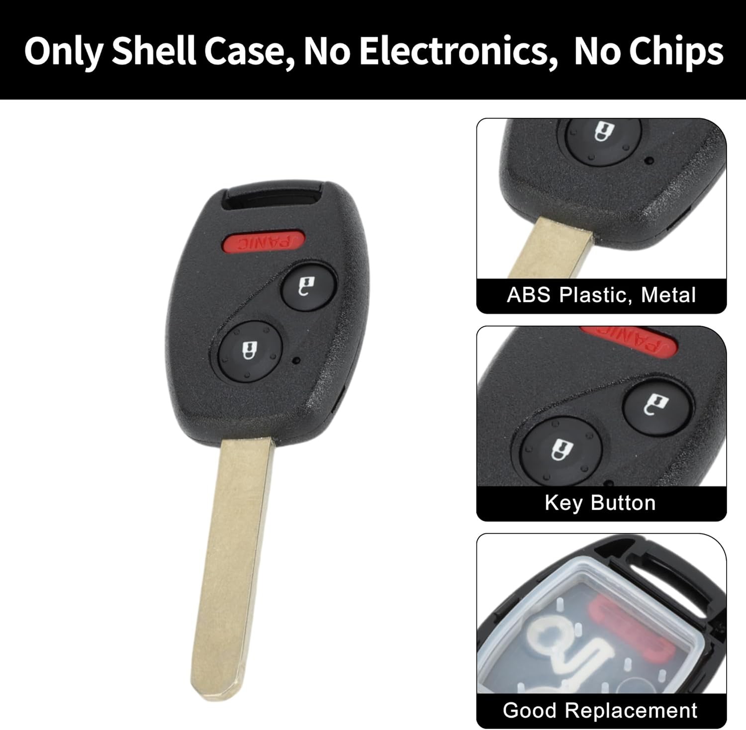 X AUTOHAUX Key Shell Case Keyless Entry Remote Fob Replacement Black 