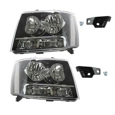 For 07-14 Chevy Tahoe Suburban Black Housing Clear Corner Headlight Head Lamps