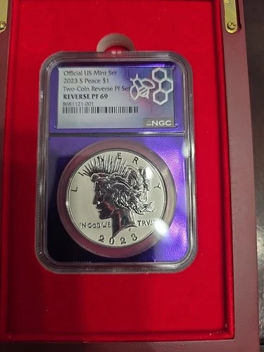 2023 S Reverse Pf69 Peace Dollar Official Us Mint Two Coin Rp Set Trader Bea!!!
