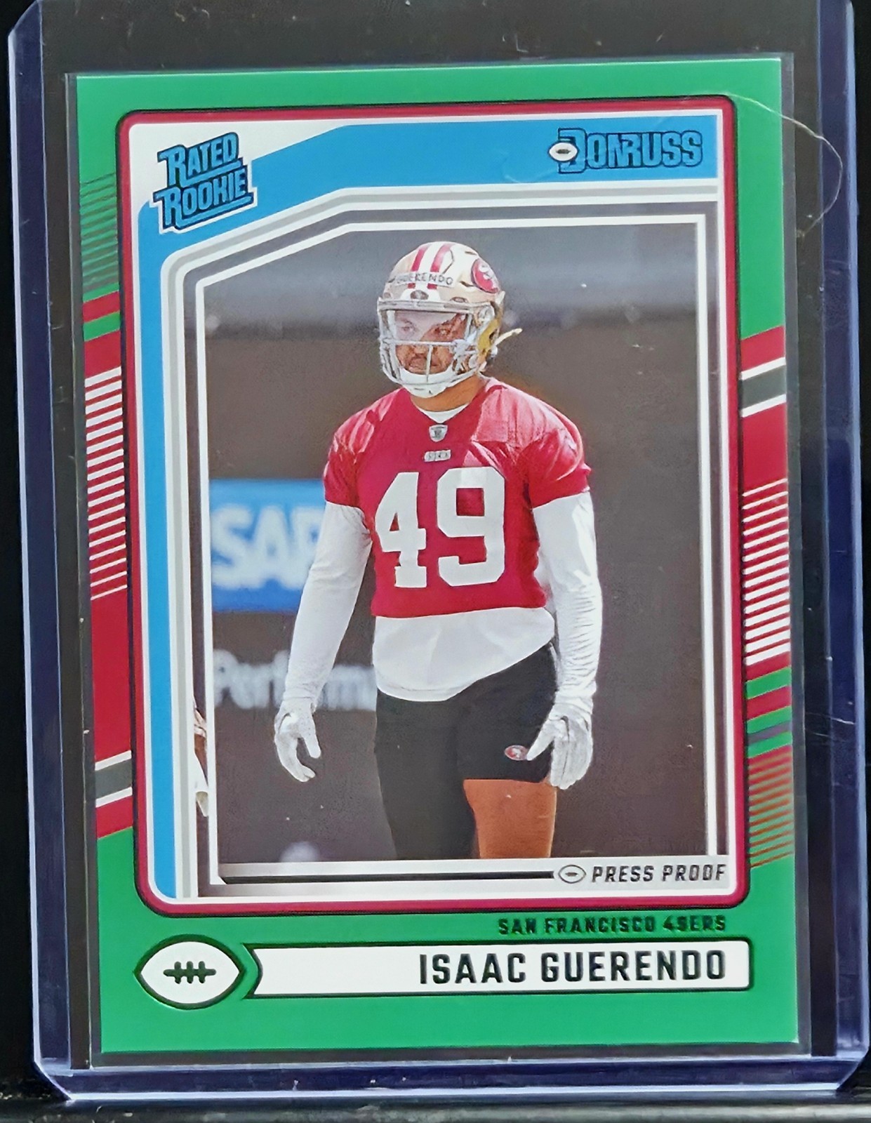 2024 Panini Donruss ISAAC GUERENDO GREEN/RED RATED ROOKIE AUTO #336 49ERS