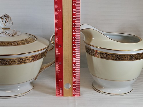 NORITAKE GOLDKIN #4985 CREAMER & COVERED SUGAR BOWL - Picture 13 of 19