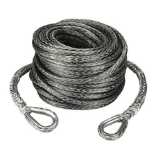  Synthetic Winch Rope Extension 26,500 Lbs for Off Road 3/8 Inch x 92 Feet Gray