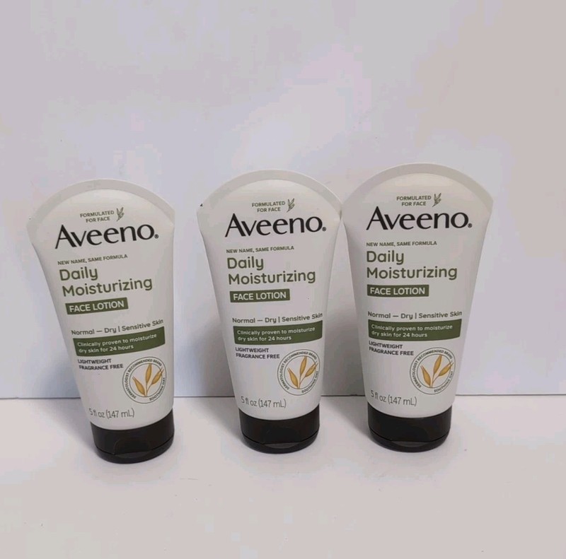 3x Aveeno Daily Moisturizing Face Cream DrySkin FragranceFree Prebiotic Oat 5oz