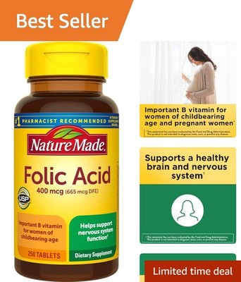 Prenatal Folic Acid 400 mcg Tablets Nervous System Health 250 Pack
