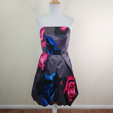 Express Design Studio Women’s Strapless Dress Size 4 Bubble Hem Abstract Print