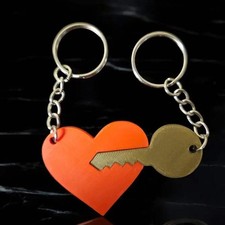 Key in Heart Keychain Romantic Love Symbol Charm USA Made 3D Printed