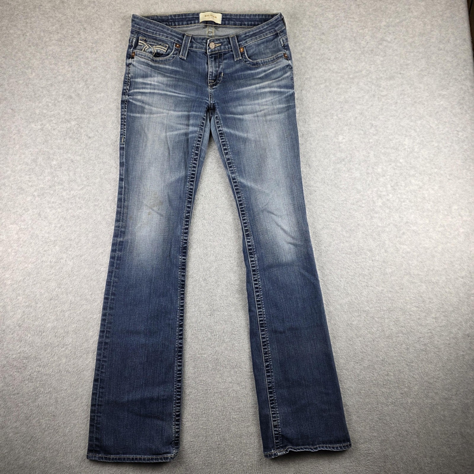 Big Star Liv Boot Jeans Womens 27x34 Blue Medium Wash Slim Stretch Denim