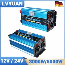 3000W 6000W Reiner Sinus Wechselrichter 12V 24V zu 230V Spannungswandler LED 2AC