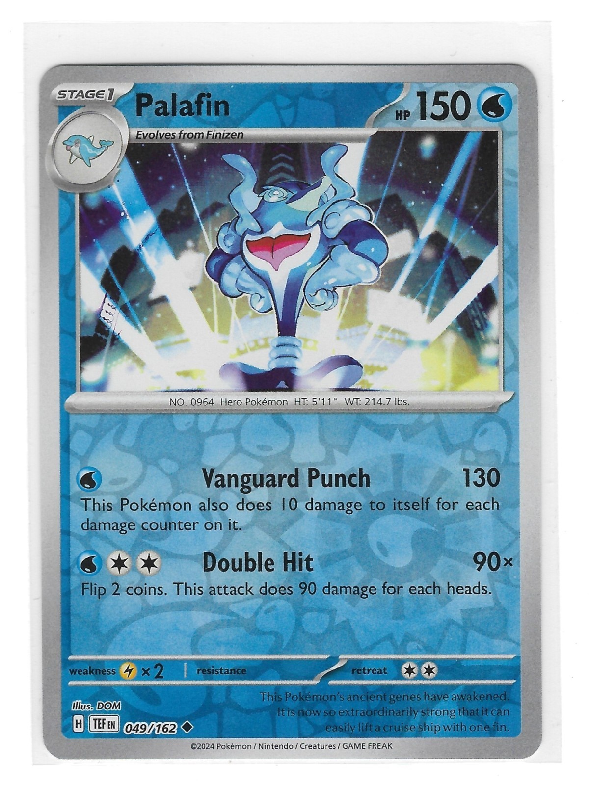 Palafin 49/162 Pokemon Card Temporal Forces Uncommon 150 HP Rev Holo NM N13