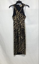 Michael Kors Women's NWT Black Gold Chain Print Sleeveless Midi Dress Size S