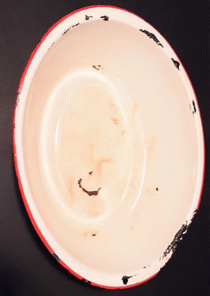 Three Vintage Oval Trimmed, Enamelware Wash Basins, Dish Pan, Tub, Farm, Kitchen - Image 4 of 4