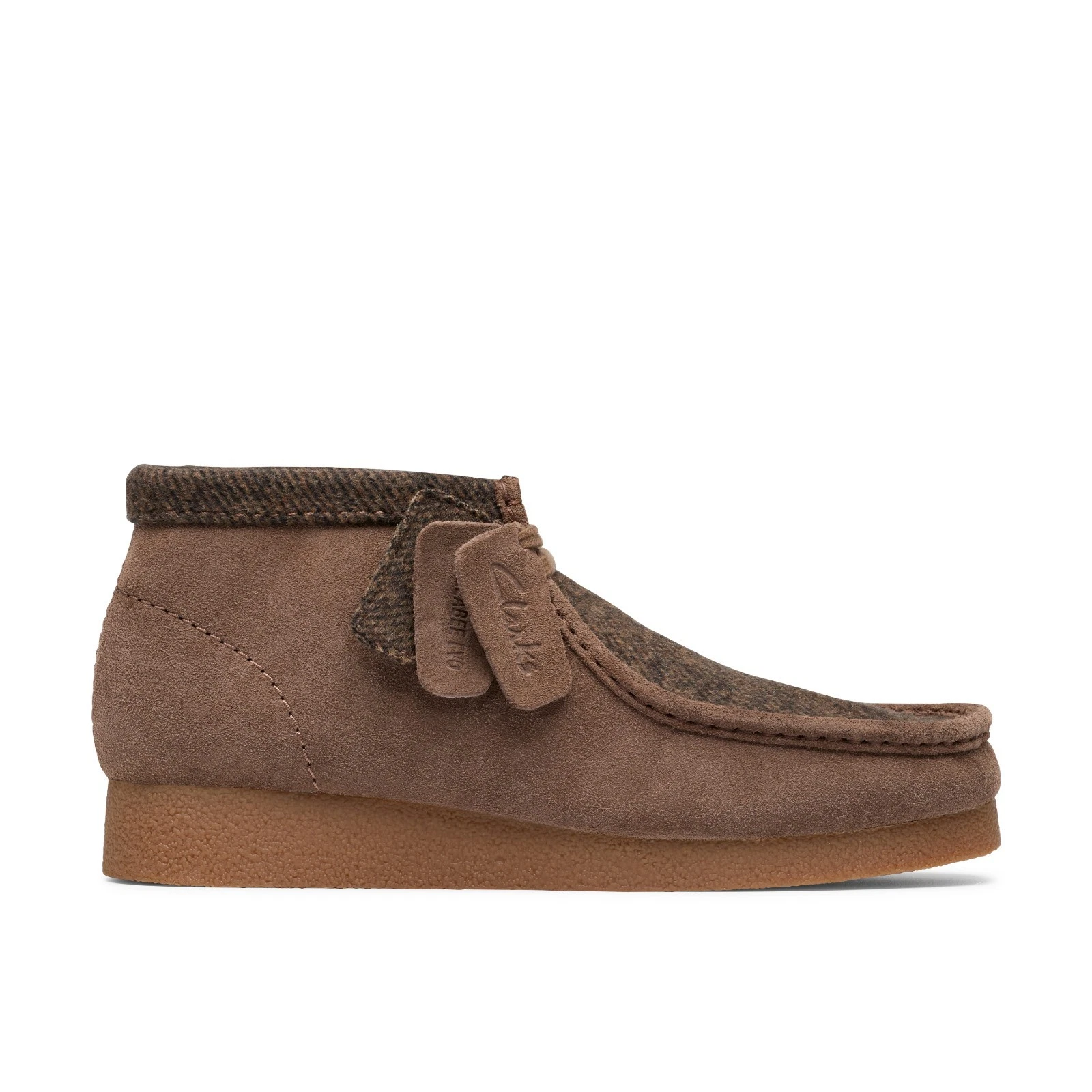 New Men Clarks Wallabee Evo Brown Combi Taupe Suede Leather Rubber Bottom Shoes