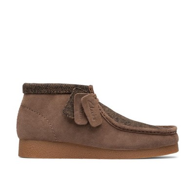 New Men Clarks Wallabee Evo Brown Combi Taupe Suede Leather Rubber
