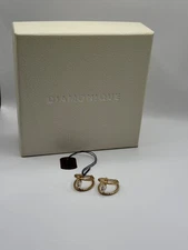 JCM STERLING SILVER 925 FACETED CRYSTAL DIAMONIQUE HOOP EARRINGS NEW QVC