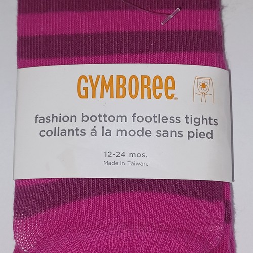 New Gymboree Girls Footless Tights 12-24 Months Pink Stripe w/ Princess Bear - Picture 2 of 4