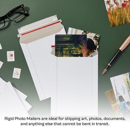 12.75" x 15" Rigid Photo Document Mailers Shipping Envelopes White 100 Pieces - Picture 6 of 6