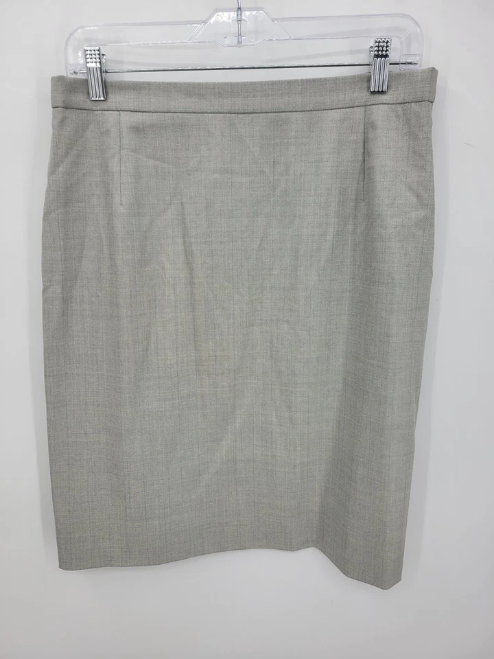 Falda Escada Mujer 42 Gris Lana Seda Forrada Lápiz Diseñador Tranquila Lujo Carrera Foto 2 de 4