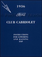1936 Ford Club Cabriolet Convertible Top Owners Manuell Mit Umschlag FüHrung