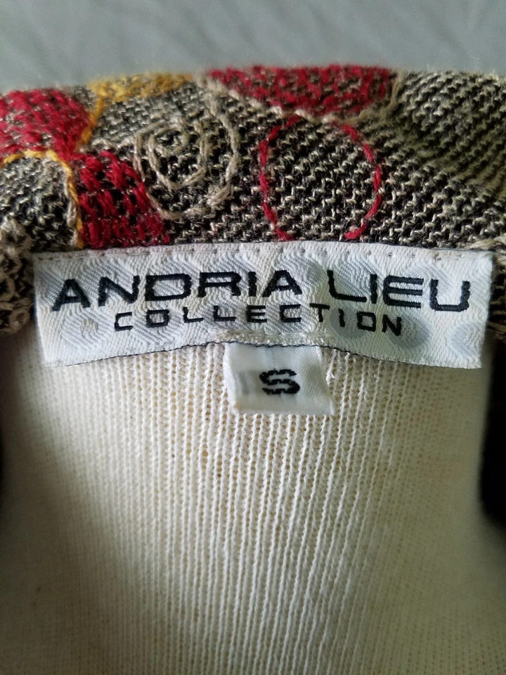 Blazer Andria Lieu Mujer Manga 3/4 Tejido Bordado Funky Arte Abotonado Pequeño Foto 2 de 4