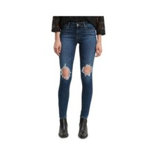 Levis Womens 26 711 Dark Blue Distressed Maui Breeze Skinny Jeans NWD CL79