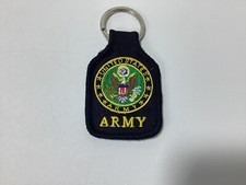 US ARMY EMBLEM LOGO EMBROIDERED KEY CHAIN KEY RING 1.75 X 2.75 INCHES