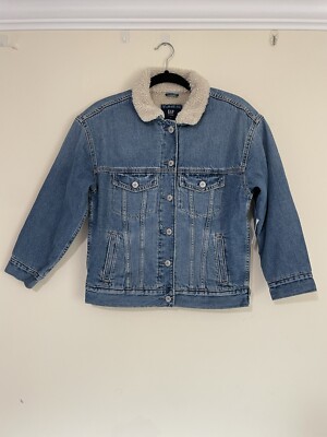 Gap Teen Oversized Sherpa Denim Jacket Unisex. Size: 10