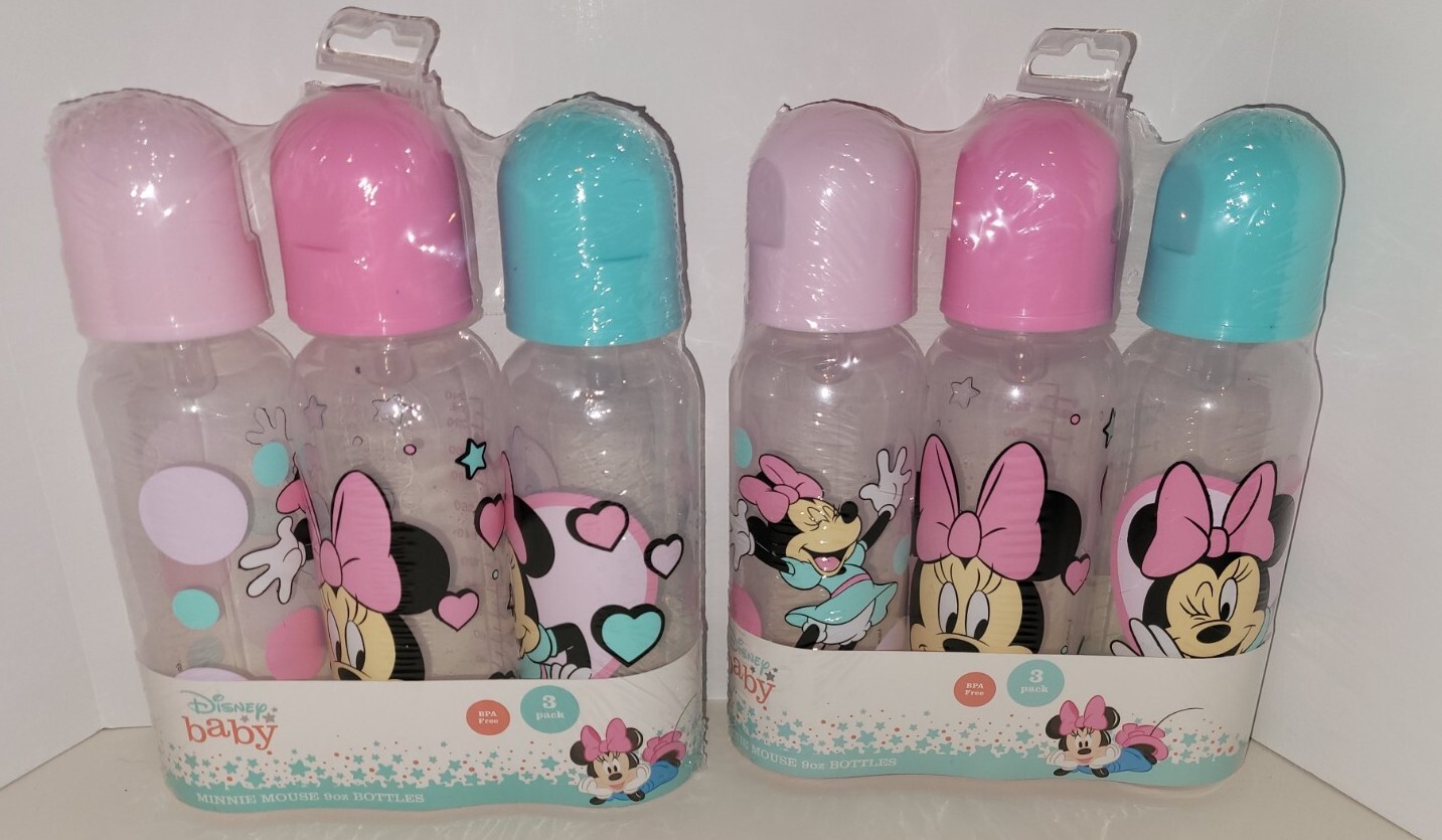 BABY BOTTLES SET 6 - GIRLS - DISNEY BABY MINNIE MOUSE PASTEL - 9 oz BPA FREE 