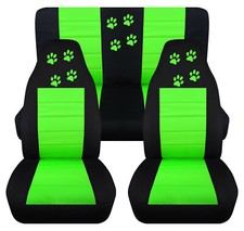 Frontrear Car Seat Covers Blk-lime Green Wpaw Prints Fits Wrangler Yj Tj Lj