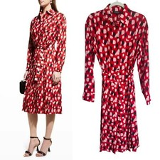 Piazza Sempione Made In Italy IT 46 (US L) Paint Dash-Print Belted Shirt Dress