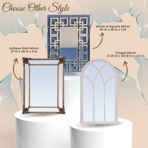 Worlds of Squares Mirror - Elegant 22-Pane Scalloped Square Design - Home Decor - Picture 6 of 7