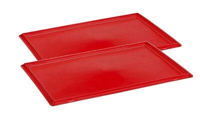  2 Deckel Abdeckung f. Eurobox Stapelkiste Transportbox E1, E2, E3 rot Gastlando