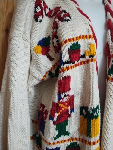 Vintage Westbound Christmas Women White Buttons Teddy Bear Patchwork Cardigan 1X - Picture 5 of 14