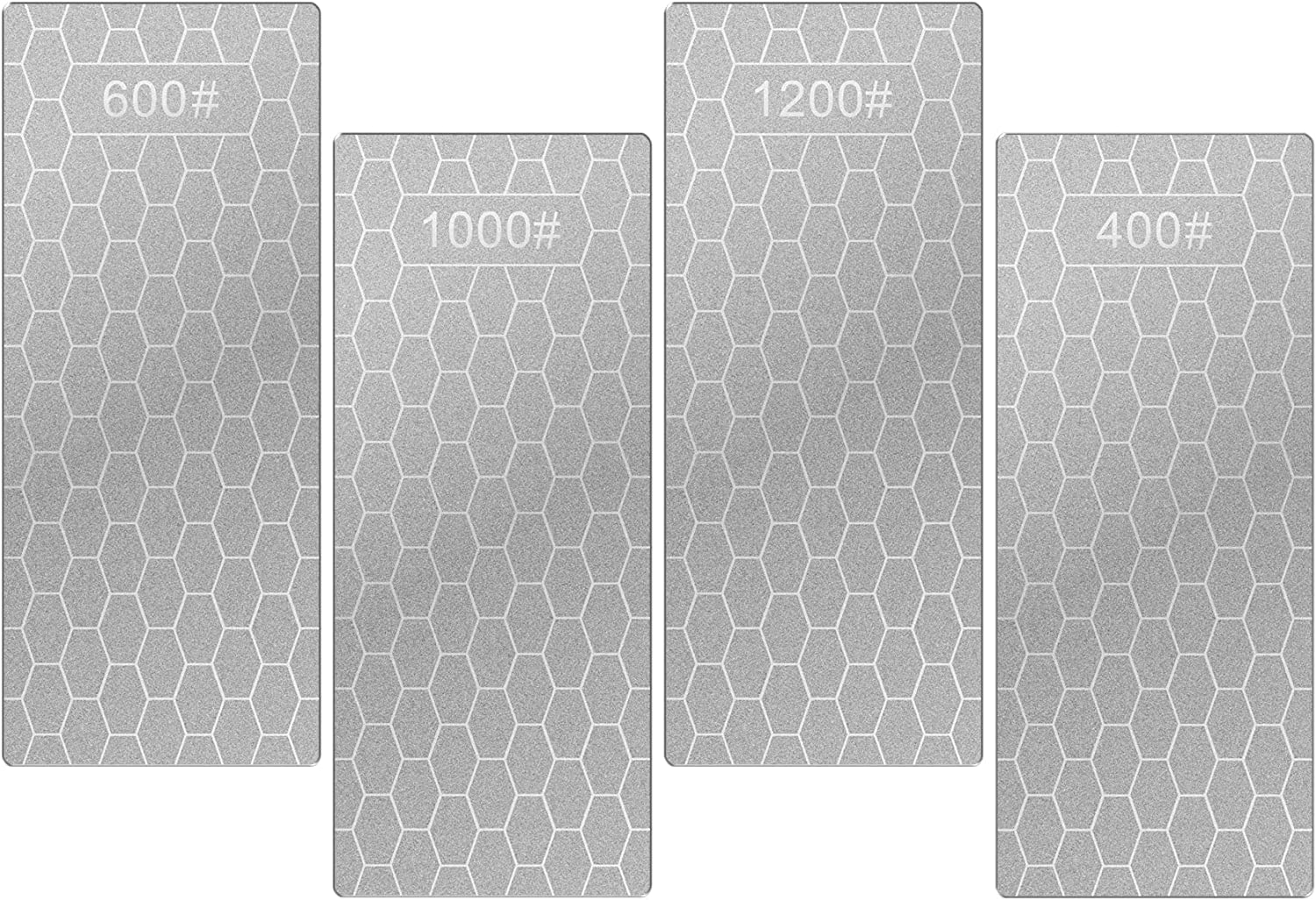 4 Piece Diamond Sharpening Stone Set, Honeycomb Surface Whetstone Non-Slip Base