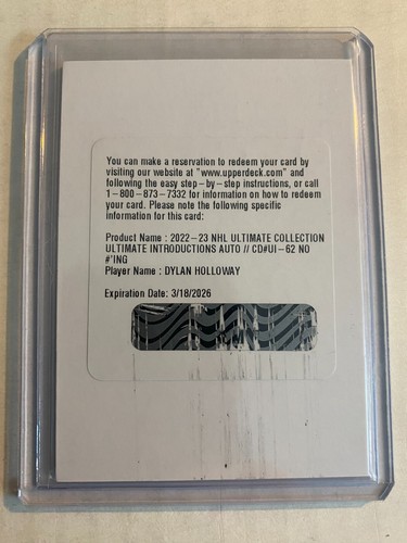 2022-23 UD Ultimate Introductions redemption Auto Dylan Holloway ...
